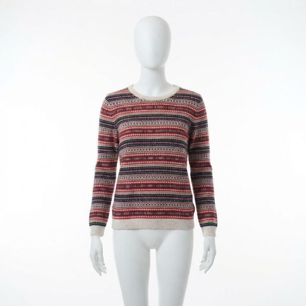 Free Assembly Fair Isle Holiday Cozy Knit Sweater Red Navy Winter Academia S